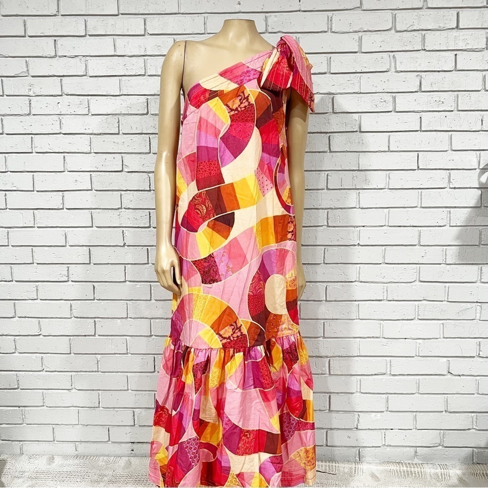 Farm Rio Women’s Patch‎ Twirl One Shoulder Maxi Dress
